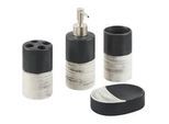 Beliani Badezimmer Set 4-teilig Keramik schwarz/beige Coro , Schwarz, Beige , Stein , 9x19x13 cm , Badaccessoires