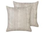 Beliani Dekokissen 2er-Set Beige 45/45 cm Constylis , Textil , Quadratisch , 45x45 cm , Wohntextilien, Kissen, Dekokissen