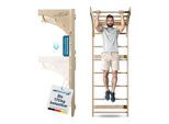 ArtSport Sprossenwand für Erwachsene - Indoor Klettergerüst aus Holz mit Klimmzugstange - Natur