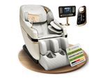 Juskys Massagesessel Naxos mit LCD-Bedienung, Bluetooth, USB & Heizung – Weiß/Hellgrau
