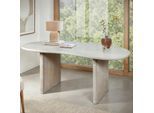 Schreibtisch FineBuy Bürotisch 180 cm Massivholz Computertisch Nierenform