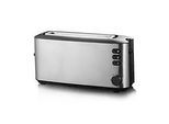 SEVERIN Langschlitz-Toaster AT 2515, 1.000 W, Brotscheibenzentrierung, Brötchen‑Röstaufsatz, Auftauen/Aufwärmen, Krümelschublade, B 380 x H 184 x T 125 mm, Silber