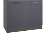 Spülenschrank KOCHSTATION "KS-Milan", grau (anthrazit), B:100cm H:82cm T:60cm, Holzwerkstoff, Schränke, Spülenschrank, Spülenschrank 100 cm, matte oder hochglänzende Fronten