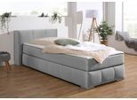 Boxspringbett HOME AFFAIRE "Chelles", silber, B:107cm L:225cm, Samtoptik (100% Polyester);Bezug der Spiegelfläche Matratzendrell aus 100% Polyester;Struktur fein 100% Polyester), Komplettbetten, Boxspringbett, inkl. Kaltschaumtopper, in 5 Breiten und 3 Matratzenarten