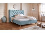 Polsterbett HOME AFFAIRE "Sunley 140", grün (mint), B:183cm L:210cm, Struktur (100% Polyester);Samtstoff (100% Polyester), Betten, Polsterbett, Kreuzsteppung, Kopfteilhöhe 142 cm, ohne oder mit Matratze/Lattenrost