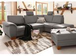 Ecksofa HOME AFFAIRE "Husum L-Form", grau, B:269cm H:90cm T:219cm, Luxus-Microfaser mit Druck (100% Polyester);Luxus-Microfaser in Lederoptik (100% Polyester);Luxus-Microfaser ALTARA NUBUCK (100% Polyester), Sofas, Ecksofa, mit Sitztiefenverstellung, Federkern-Polsterung und Kontrastnaht