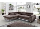 Ecksofa COTTA "Komaris L-Form, B: 249 cm", braun (mud, espresso), B:249cm H:72cm T:100cm, Microfaser PRIMABELLE (100% Polyester);Kunstleder SOFTLUX;Feinstruktur (100% Polyester);Kunstleder SOFTLUX/Struktur (100% Polyester);NaturLEDER, Sofas, Ecksofa, mit Kopfteilverstellung, optional Bettfunktion, Bettkasten & Licht