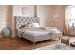 Polsterbett HOME AFFAIRE "Sunley 140", grau (hellgrau), B:203cm L:210cm, Struktur (100% Polyester);Samtstoff (100% Polyester), Betten, Polsterbett, Kreuzsteppung, Kopfteilhöhe 142 cm, ohne oder mit Matratze/Lattenrost