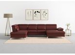 Wohnlandschaft SIT & MORE "Cabrio U-Form, B: 359 cm, mit Sitztiefen-, Arm- & Kopfteilverstellung", rot (merlot), B:359cm H:87cm T:230cm, Sofas, Wohnlandschaft, 3 Nierenkissen, Federkern, optional Bettfunktion und Stauraum