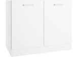 Spülenschrank KOCHSTATION "KS-Milan", weiß, B:100cm H:82cm T:60cm, Holzwerkstoff, Schränke, Spülenschrank, Spülenschrank 100 cm, matte oder hochglänzende Fronten