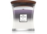 Woodwick Trilogy Amethyst Sky geurkaars met een houten lont 275 gr