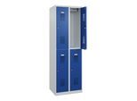 C+P Doppelstöckiger Spind Basis PLUS, 4 Fächer, 1850x600x500mm, 7035/5010 ; C + P Möbelsysteme (088355-20|S10003)