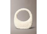 Umhängetasche CALVIN KLEIN "SHERPA CK ZIP PULLER SMALL BAG", Damen, Gr. B/H/T: 24cm x 12cm x 13cm, natural, Polyester, Taschen Umhängetasche, Schultertasche, Henkeltasche, Handtasche Damen