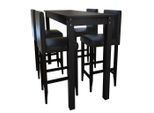 vidaXL Barset Bartisch mit 4 Barhockern Schwarz