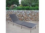 Poly-Rattan Sonnenliege MCW-A51, Relaxliege Gartenliege Liege ~ Basic grau, Kissen dunkelgrau