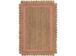Teppich FLAIR RUGS "Grace aus Jute mit Muschelrandsaum", pink (natur, pink), B:200cm H:4mm L:290cm, Jute, Teppiche, Teppich, Teppich aus 100% Jute
