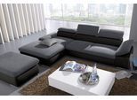 Ecksofa SIT & MORE "Valantine L-Form, B: 286 cm", schwarz (schwarz, grau), B:286cm H:73cm T:174cm, 100% Polyester;Luxus-Kunstleder/Struktur (88% Polyester, 12% Polyamid), Sofas, Ecksofa, mit Arm- & Kopfteilverstellung, optional mit Bettfunktion