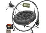KESSER® Hängesessel mit Gestell BALI Hängeschaukel Hängestuhl bis 150kg für Indoor und Outdoor + Kissen & Seitentasche Hängekorb Stahlgestell & Schaumstoff Sitzpolster ideal für Wohnzimmer & Garten