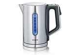 SEVERIN Digitaler Wasserkocher WK 3418, 1,7 l, 3.000 W, einstellbare Temperatur 40–100 °C, Warmhalten, 360° Central Cordless, BPA‑frei, Edelstahl gebürstet/Schwarz