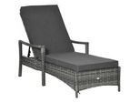 Outsunny Sonnenliege Polyrattan, Grau , Metall , 72x52.5x192 cm , Gartenmöbel, Gartenliegen