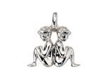 Sternzeichenanhänger JOBO "Anhänger Sternzeichen", silber 925, Schmuckanhänger, Damen, Zwilling, Silber 925 (Sterlingsilber), 925 Silber rhodiniert mit Zirkonia