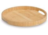 Tablett ZELLER PRESENT "Serviertablett, Bambus", hellbraun, B:32cm H:3cm L:32cm Ø:32cm, Bambus, Tabletts, pflegeleicht, einfacher Transport