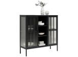 Xora Vitrine, Schwarz, Metall, Glas, 4 Fächer, 110x110x35 cm, SGS-geprüft, Bsci, Beimöbel erhältlich, stehend, Wohnzimmer, Wohnwände, Vitrinenschränke
