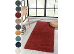 Hochflor-Läufer "My Shaggy", rot (weinrot), B:80cm H:37mm L:250cm, Polypropylen (PP), MYFLAIR MÖBEL & ACCESSOIRES, Teppiche, Shaggy, Uni Farben, leicht glänzend, Microfaser, extra flauschig