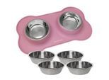 KaraLuna Doppelnapf Napfunterlage mit 4x Napf rosa M