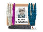 Kater Kasimir 10 Filzwürmer, handgerollt aus echtem Wollfilz (Sparpack)