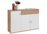 Boxxx Kommode , Weiß, Eiche Artisan , Kunststoff , 2 Fächer , 2 Schubladen , 119.9x82x34.3 cm , Kleinmöbel, Kommoden, Kommoden