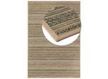 Teppich DEKOWE "Joy Barbados beig", beige (natur), B:133cm H:10mm L:190cm, Kunstfaser, Teppiche, Teppich, meliert, gestreift, Rauten, mit Bordüre, In- und Outdoor geeignet