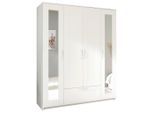 Boxxx Kleiderschrank, Weiß, Glas, Holzwerkstoff, 7 Fächer, 1 Schublade(n) Schubladen, 156x191x50 cm, Schrankfront mit Spiegel, Schlafzimmer, Kleiderschränke, Drehtürenschränke