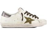 Golden Goose Low-Top Sneaker - Heren Super-Star Sneaker Wit/Groen - Gr. 42 (EU) - in Weiß - für Damen