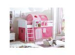 TiCAA Hochbett "Eric" Country Kiefer Weiß Classic