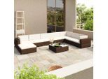 vidaXL 8-tlg. Garten-Lounge-Set mit Auflagen Poly Rattan Braun