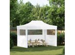 vidaXL Profi-Partyzelt Faltbar mit 3 Seitenwänden 280x410x315 cm Stahl Weiß