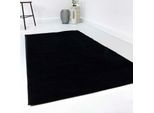 Teppich HOMIE LIVING "Lago", schwarz, B:120cm H:19mm L:170cm, Polyester, Teppiche, Teppich, Kurzflor, Uni Farben, ideal im Wohnzimmer & Schlafzimmer