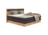 Valnatura Boxspringbett , Eichefarben, Dunkelbraun , Textil , Eiche , massiv , H2 + H3 , 7-Zonen , Höhe ca. 17,5 cm , 180x200 cm , Fsc, Reach, Made in Eu , Bettkasten, Federkernmatratze, Stoffauswahl, Topper durchgehend, in verschiedenen Größen erhältlich, Matratze in verschiedenen Härtegraden erhältlich , Holzmöbel, Holzbetten, Boxspringbetten Holz