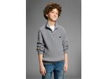 Strickpullover KANGAROOS "Troyer, Pullover mit Zipper", Jungen, Gr. 164/170, graumeliert, Grobstrick, Obermaterial: 50% Viskose, 26% Polyacryl, 24% Polyester, Basic, Rippbündchen, Pullover Strickpullover, Troyer, warmer Pullover