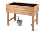 WONDERMAKE® Premium Hochbeet aus Kirschbaum Holz groß für Garten Balkon Terrasse, Pflanzkasten Bausatz XL hochwertig rechteckig mit Vlies-Folie, Kräuterbeet Pflanzenkasten deko, braun