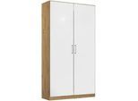 Rauch Möbel Drehtürenschrank , Eiche Artisan, Weiß Hochglanz , Holzwerkstoff , 1 Fächer , 91x197x54 cm , Blauer Engel, Made in Germany , Schlafzimmer, Komplette Schlafzimmer und Serien, Schlafzimmerserien