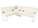 Eckbank K+W KOMFORT & WOHNEN, weiß (bianco 31), B:158cm H:89cm T:199cm, Sitzbänke, Eckbank, langer Schenkel links oder rechts, mit dekorativen Distanzhalter