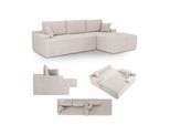 Juskys Sofa Coredo Rechts - Ecksofa 3 Sitzer, Couch in L Form mit Ottomane - Cord in Beige