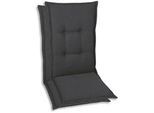 Sesselauflagenset , Anthrazit , Textil , 2-teilig , Uni , Füllung: Schaumstoff, Vlies , 50x7x120 cm , Oeko-Tex® Standard 100 , pflegeleicht, hochwertige Qualität, langlebig, für den Außenbereich geeignet, mittels Bändern zu befestigen, mittels Gurtband zu befestigen , Gartenmöbel, Gartenpolster & Auflagen, Sesselauflagen
