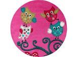Ben'n'jen Kinderteppich , Violett , Textil , Eule , rund , Oeko-Tex® Standard 100 , pflegeleicht , Teppiche Und Böden, Teppiche, Kinderteppiche