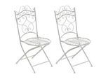 CLP Gartenklappstuhl 2er Set Metall antik weiß , Weiß, Weiß , 40x92x50 cm , Gartenmöbel, Gartenstühle, Gartenklappstühle