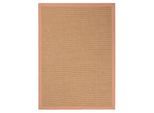 Sisalteppich CARPETFINE "Sisal , auch als Läufer erhältlich", orange (pfirsich), B:200cm H:5mm L:290cm, Sisal, Teppiche, Sisalteppich, mit farbiger Bordüre, Anti Rutsch Rückseite, viele Größen, Wohnzimmer