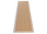 Sisalteppich CARPETFINE "Sisal , auch als Läufer erhältlich", grau (taupe), B:75cm H:5mm L:300cm, Sisal, Teppiche, Sisalteppich, mit farbiger Bordüre, Anti Rutsch Rückseite, viele Größen, Wohnzimmer