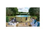 CHILLROI Achteckiger Massivholzpool, 357,5 x 357,5 x 124 cm, Modell 1 X Folie blau Inkl. Zubehör und Pool Leitern